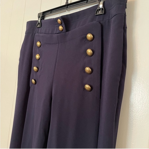 NEW NWT Chloé Iconic Trousers Slacks Pants Sailor Brass Buttons Navy Blue 42 - Picture 3 of 9